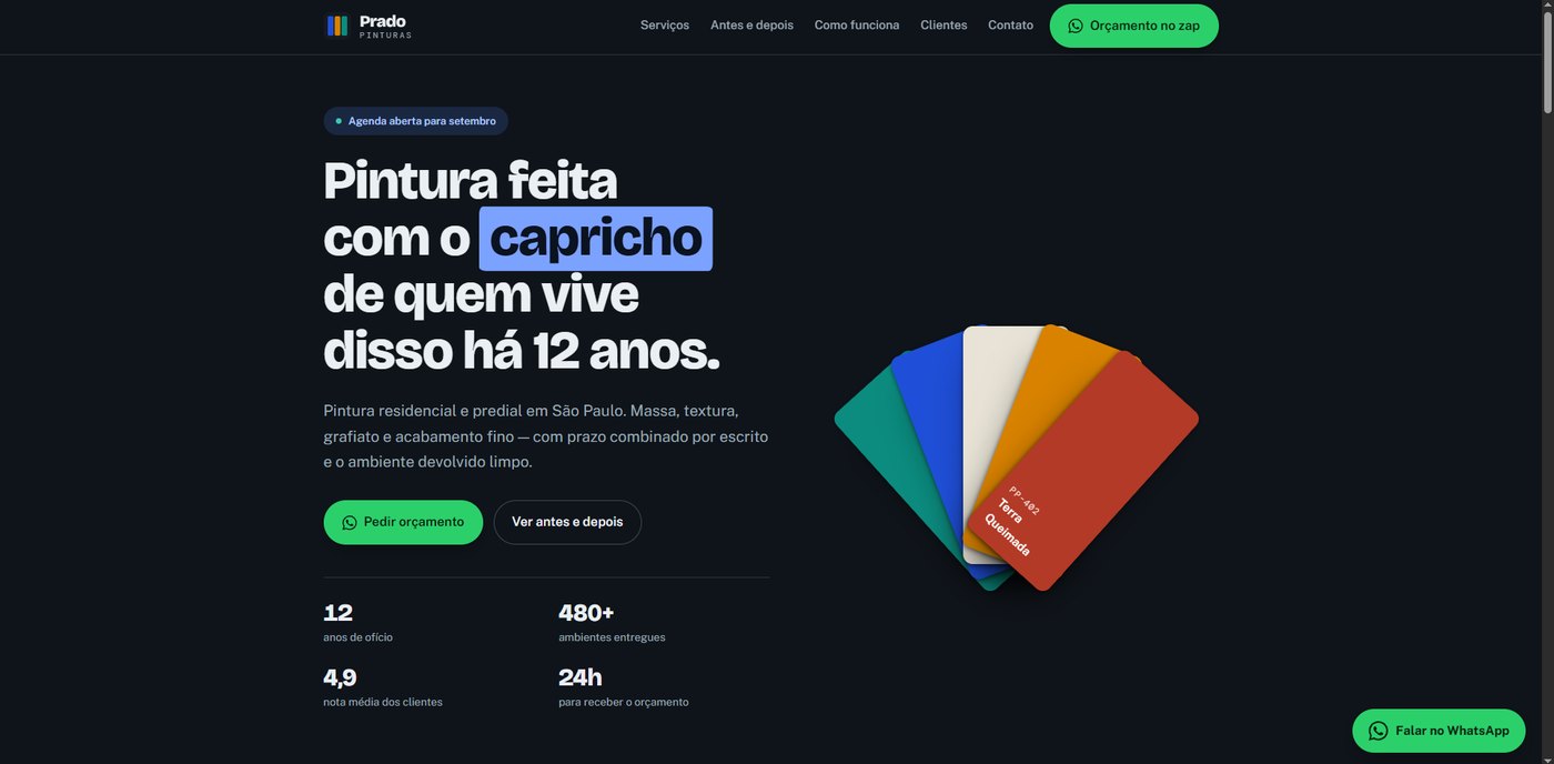 Tela do projeto Site para empresa de pintura
